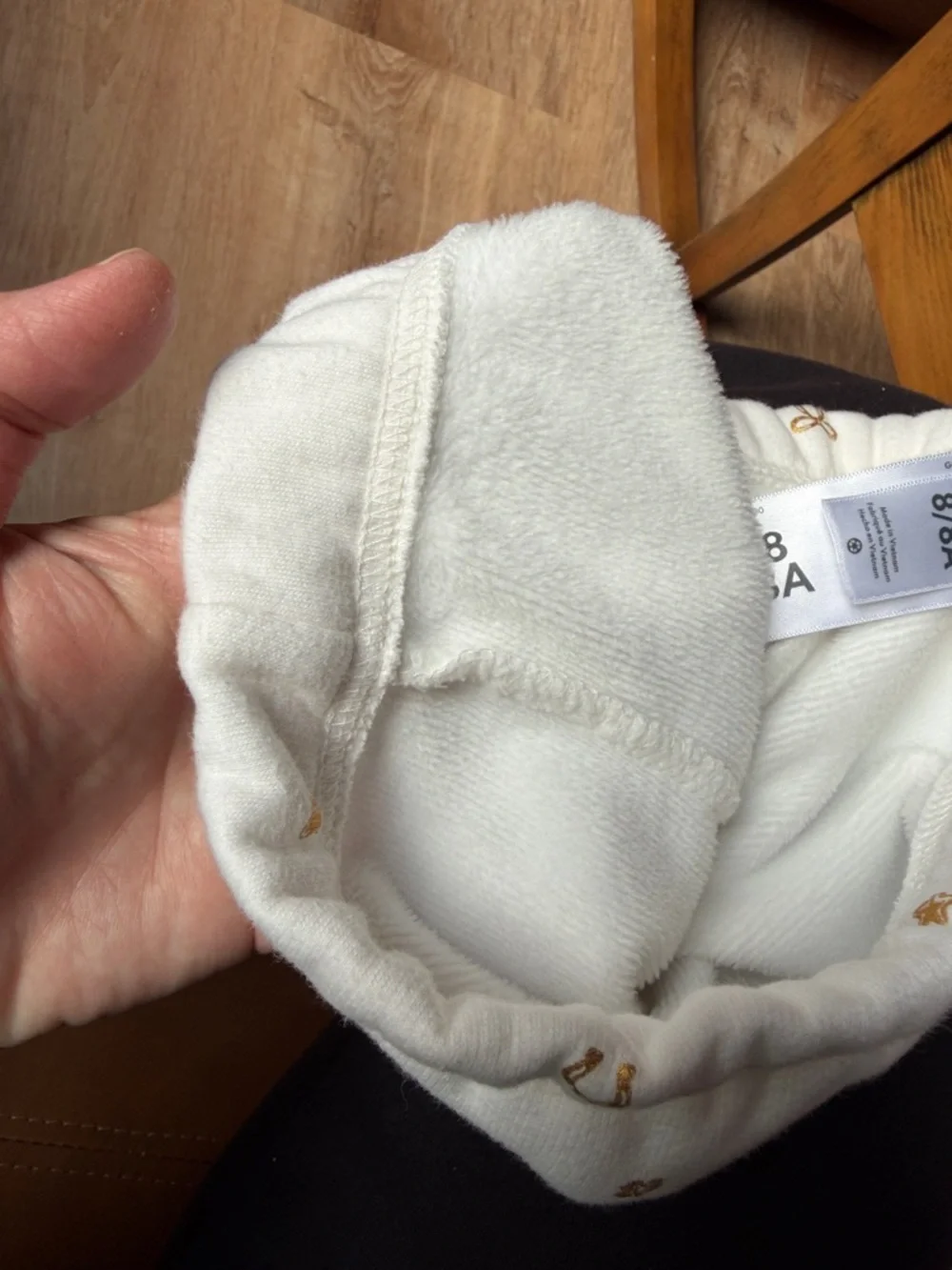 Carter's Cream Girls' cozy lined Leggings with Gold Accent Motifs